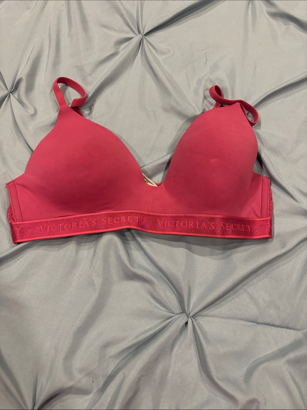 Victoria's Secret Hot Pink Wireless Molded Cup Bra with Branded Band
